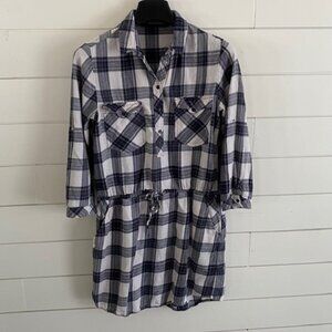 ZARA flannel 1/4 sleeve button shirt dress